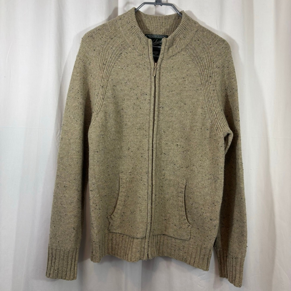 Women's Small Woolrich Lamb’s Wool Zip Cardigan Sweater Khaki Heather - Picture 3 of 8